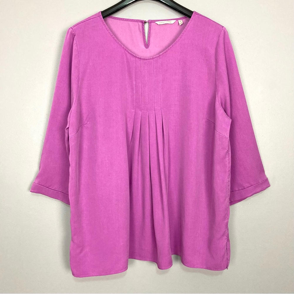 Soft Surroundings Tencel Garment-Dyed Top Women’s Size 1X Pleated V-Neck Popover